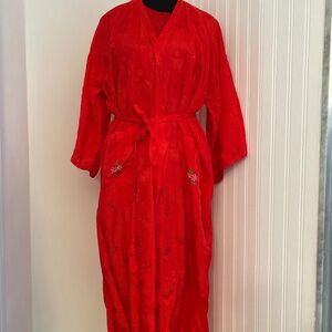 Vintage Red Embroidered Kimono